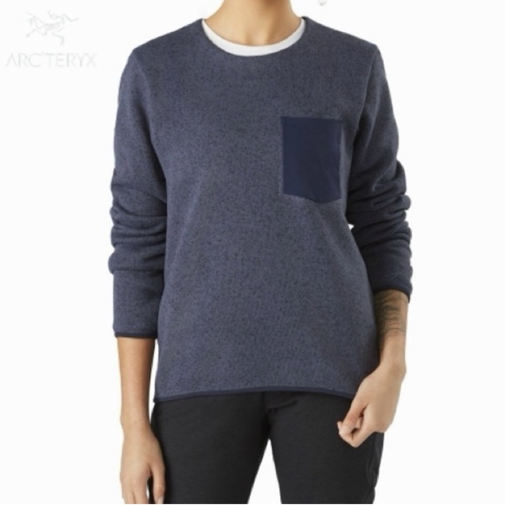 Arc’teryx Covert Sweater Knit Fleece Pullover Womens Small Blue Black Top Shirt